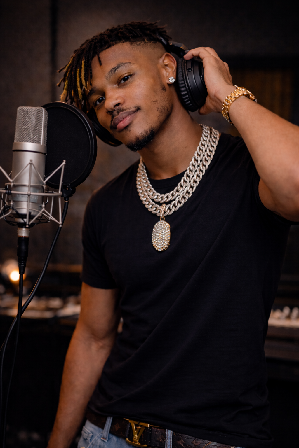 RYVLX recording artist in the studio
